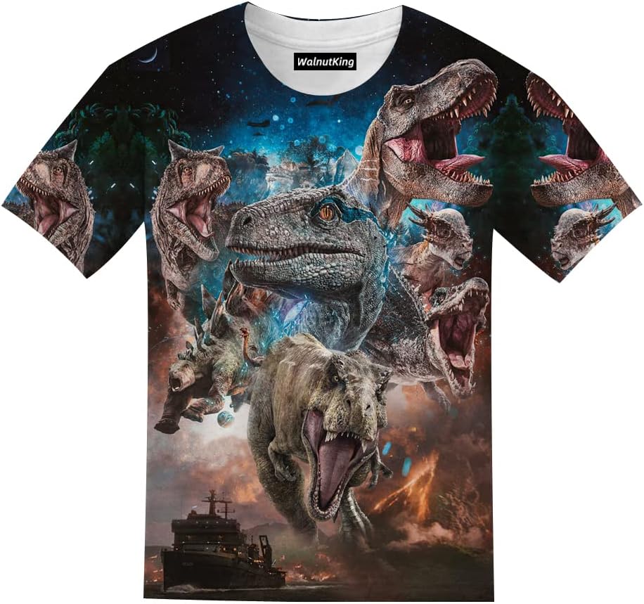 Boy Girls 3D Print Graphic Tees Funny Monsters Dinosaurs T-Rex Short Sleeve T Shirts for Youth Boys Girls 4-14 Years - Image 4
