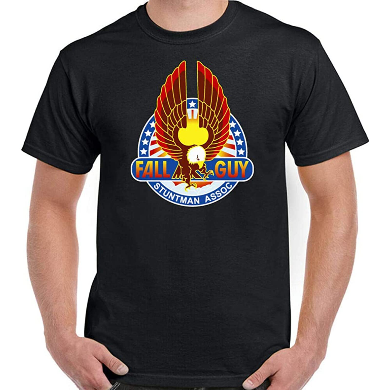 The Fall Guy T-Shirt Mens Retro 80s TV Show Program Stuntman Airwolf A-Team Top Size XL Black