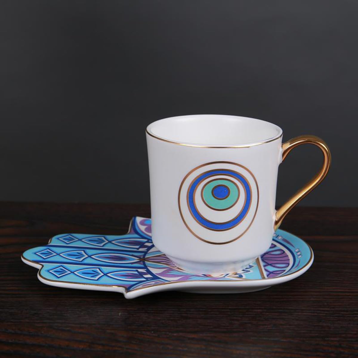OUNONA Juego de Taza y Platillo Set de 1 Unidad para Café de Cerámica con Asa Ergonómica y Diseño Clásico, Adecuado para Reuniones y Fiestas