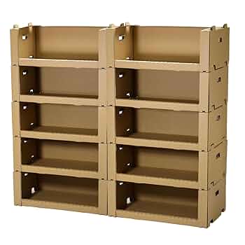 スタッキング収納ボックス 茶色 10個 ＋ 補強板 10個セット スタッキング収納ボックス 茶色 10個 ＋ 補強板 10個セット