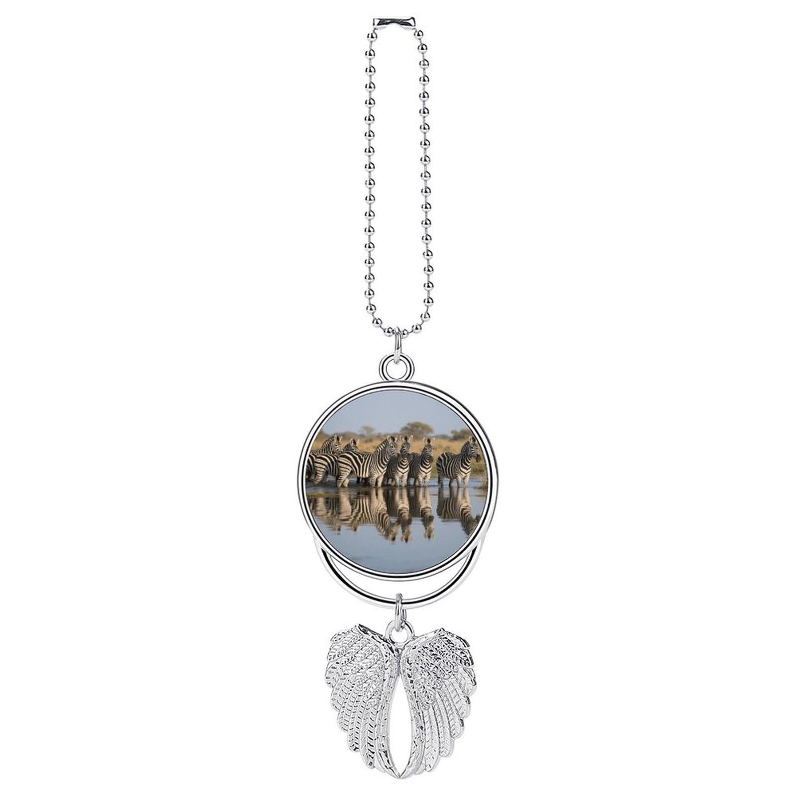 Zebra Car Pendant Car Rearview Mirror Pendant Custom Photo Car Hanging Ornament Car Rear View Mirror Hanging Accessories Angel Wing Car Charm Gift for Men Women
