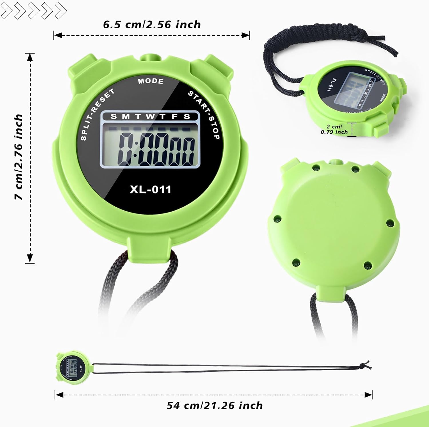 Digital Stopwatch Timer Bulk Large Display Multi-Function Electronic Stop Watch with Calendar Clock for Swimming Running Sports Training Coaches Referees Teachers(5 Colors)