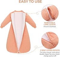 amo nenes Baba Hálózsák 2.5 TOG - 100% Pamut Téli Hálózsák Levehető Ujjakkal, 72 cm, 0-6 Hónapos Babáknak, Narancssárga 7