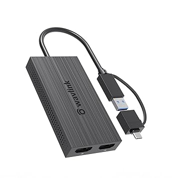 WAVLINK USB 3.0 to Dual HDMI UHD Universal Video Adapter Supports up to 6 Monitor displays, 4K@30Hz and 1080@60Hz External Monitor Extend, Support Windows,Mac, Chrome OS, Android 7.1 Above