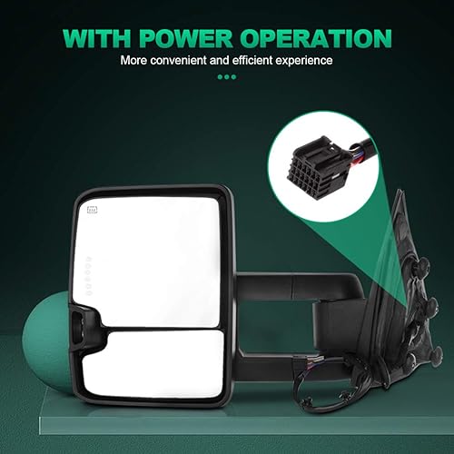 Miniatura 3 de AUTOMUTO Espejos de remolque, retrovisores de remolque, con calefacción, luz direccional, ancho de luz, ajuste para 2014-2017 para Chevy Silverado