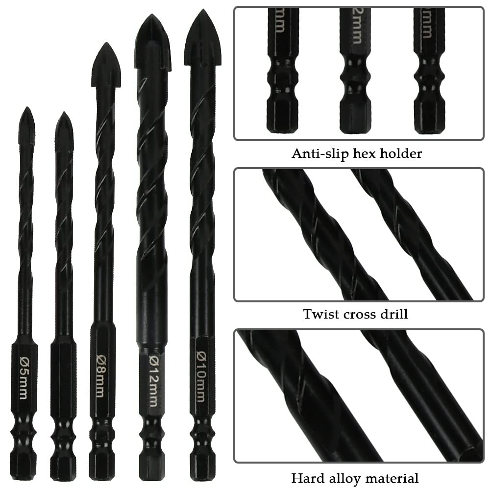 Set Punte Neilsen 15 Pezzi Set 15 Punte Trapano Per Muratura Neilsen - Diametro 3-10 Mm, Per Mattoni E Cemento Punte Per Mattoni E Pietra - Foto 4