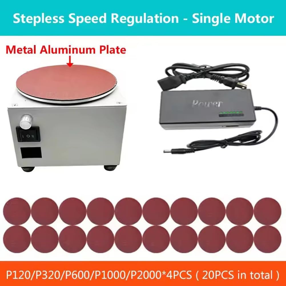 Mini Tabletop Disc Sander, 6" Electric Bench Sanding Machine, Sanders for Woodworking, Forward/Reverse Switch, Stepless Speed Control 0-6000 RPM, 20 Sandpapers