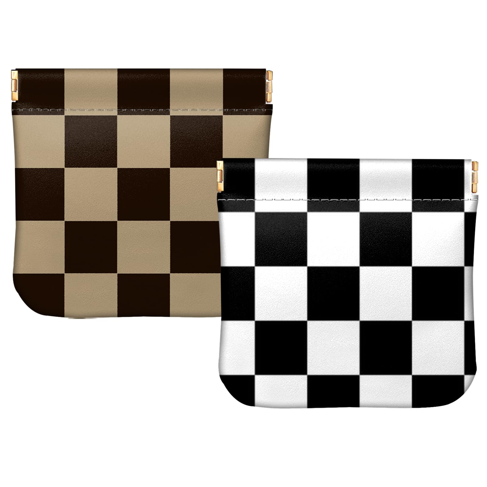 BHAHB 2 Stück Münzbörse Klein Geldbeute,PU-Leder Mini Geldbeutel Kleingeldtasche Schlüsseltasche,Niedlich, ästhetisch, für Damen Mädchen Herren (I19-Check)
