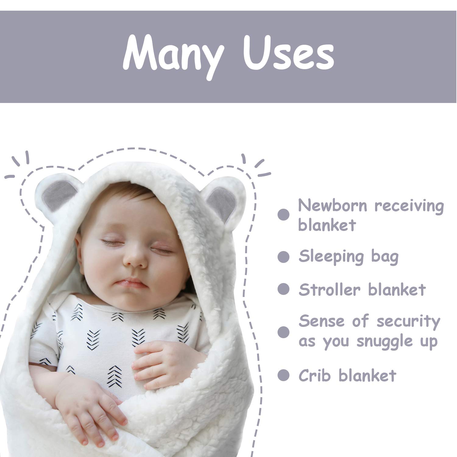 Jam Naturals-Cute Bear Organic Newborn Swaddle Wrap-Gender Neutral Soft Baby Blanket, Newborn Baby Registry Gift(Grey 0-3m) - Image 4