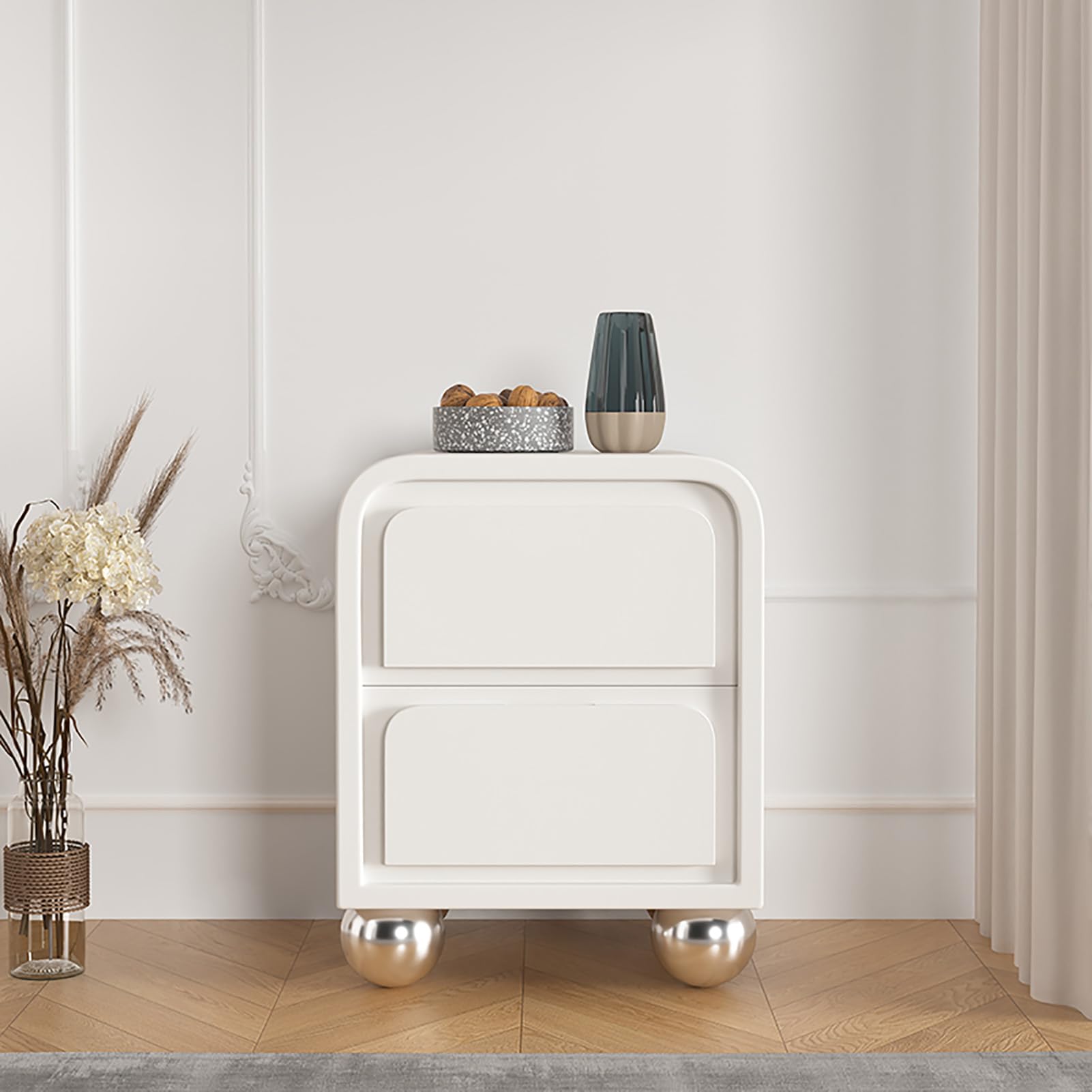 Table de chevet à double tiroir moderne meuble de rangement en bois cuir PU pour chambre