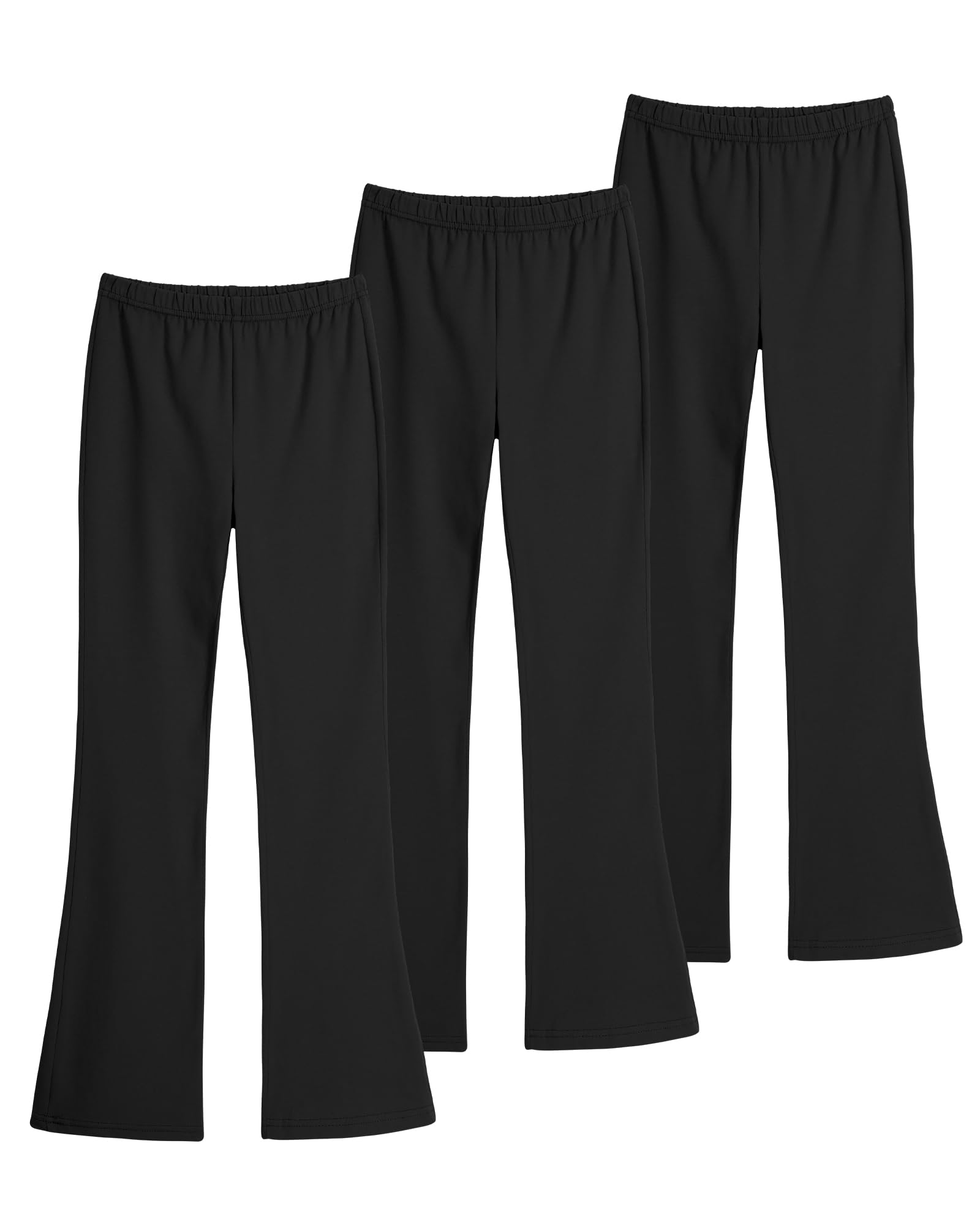 KEREDA Schlaghose Mädchen Leggings Schlag Kinder Flared Teenager Hosen Baumwolle Leggins Lange 3er-Pack