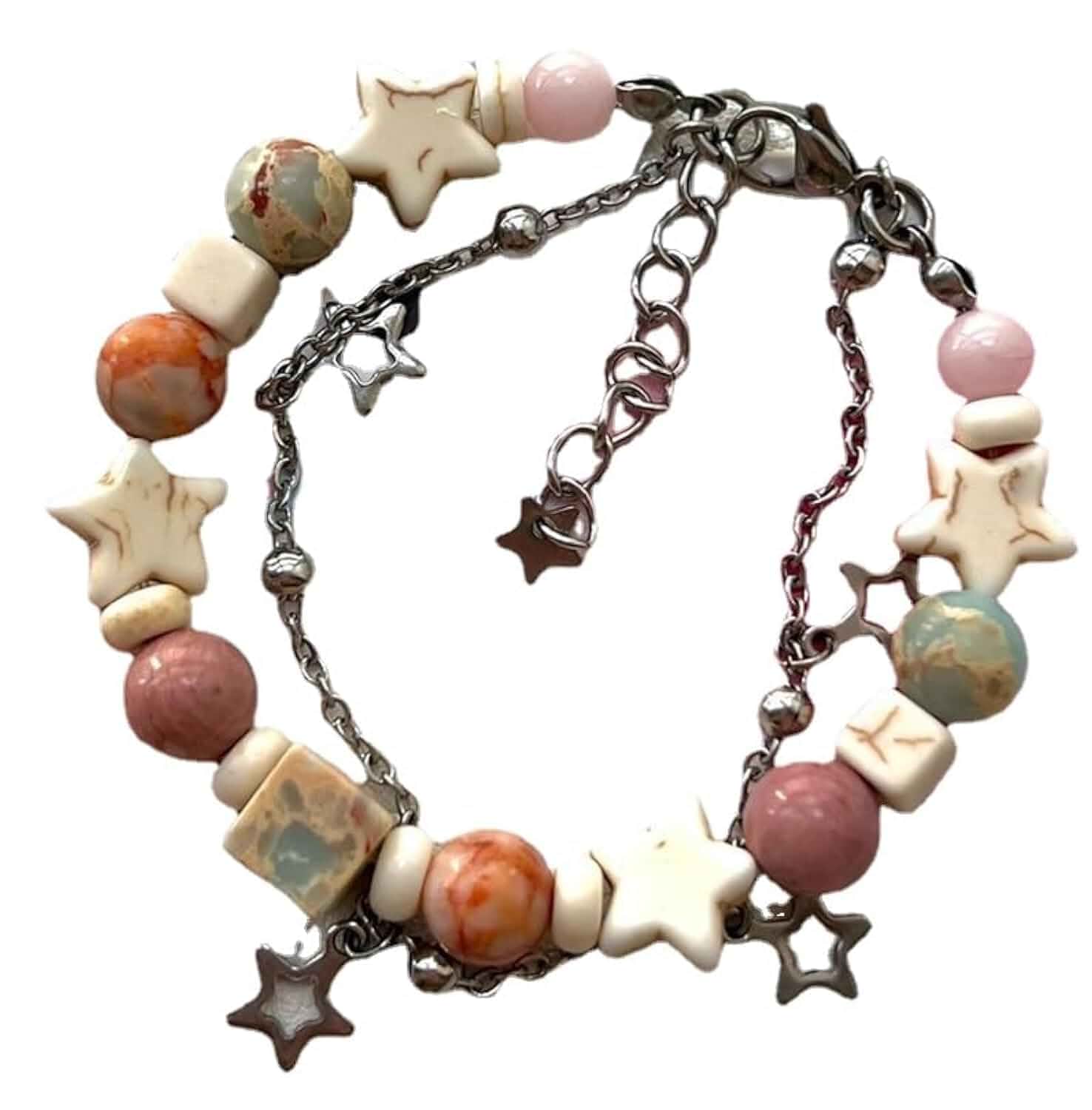 Tyadorw Y2k Star Beaded Bracelets Kawaii Double Layer Bracelet for Women Trendy Fairycore Jewelry Fairy Grunge Accessories