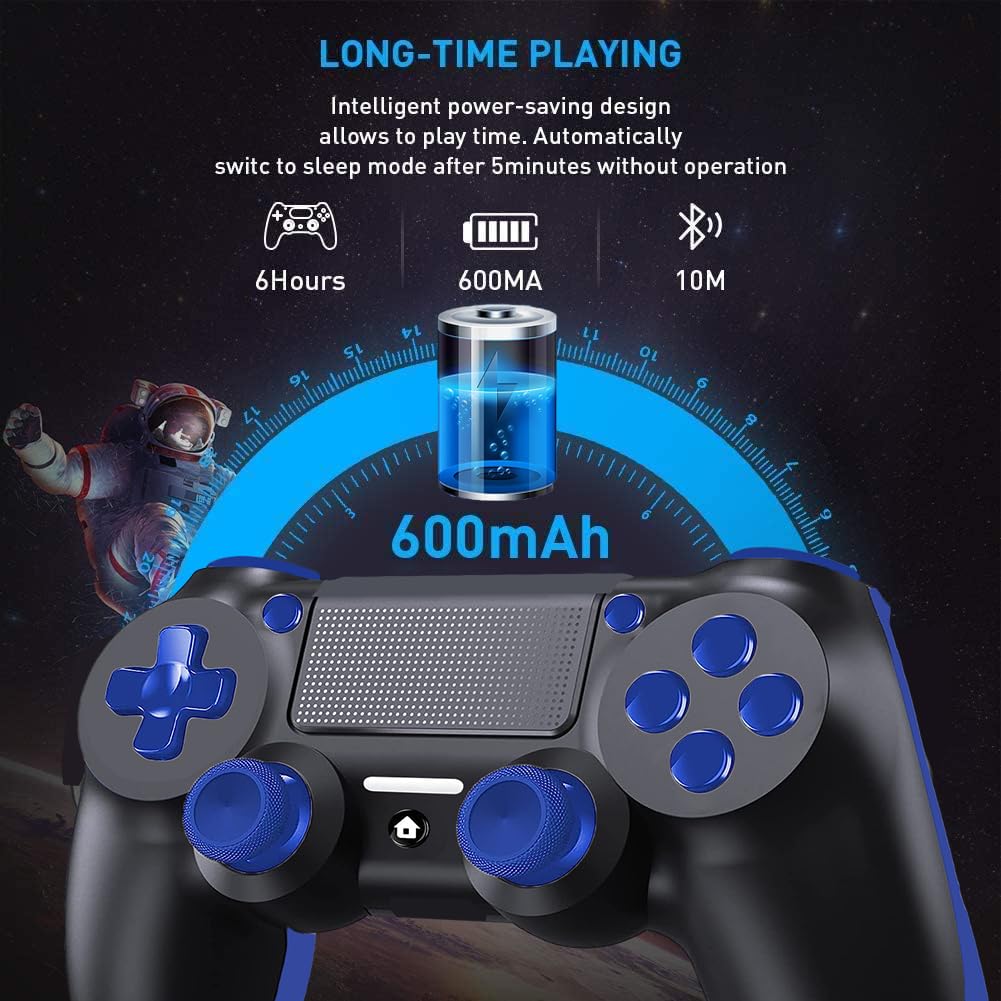 Wireless Controller per PS4, Controller per PS4, con jack audio, Vibrazione e Sei-Assi Sensore giroscopico, Pannello Touch, Controller per PS4/Slim/Pro/PC