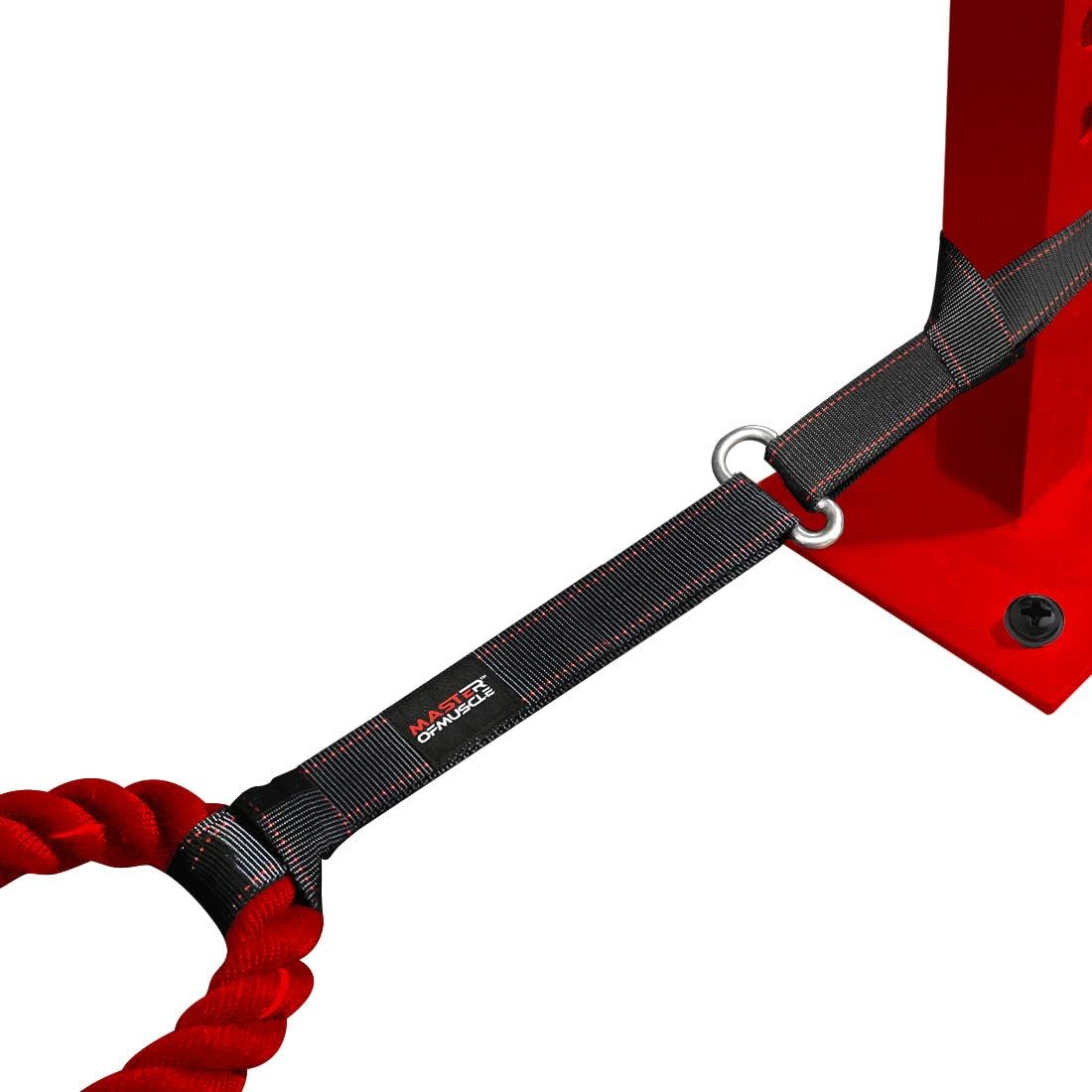 Master of Muscle Battle Rope Anchor Strap Kit - Exercise Training Accessories for Ropes - Easy Setup Station in Home Gym/Outdoor - Steel Carabiner Mount + Heavy Duty Reinforced Straps + Workout Ebook