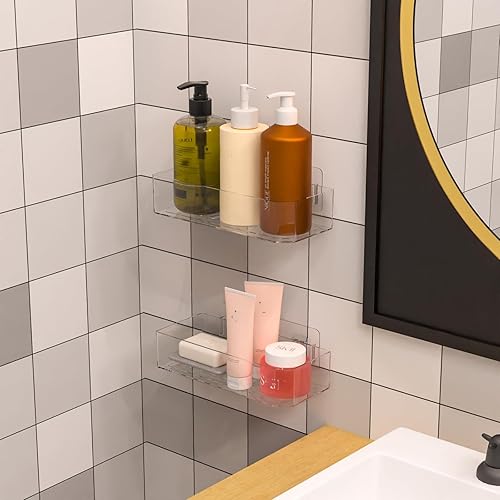 Miniatura 2 de Cq acrylic Estante organizador de ducha de baño, organizador de ducha adhesivo para almacenamiento de baño, decoración del hogar y cocina, estante