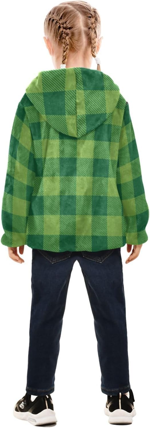 GuoChe Green Tartan Plaid Baby Boy Fleece Jacket