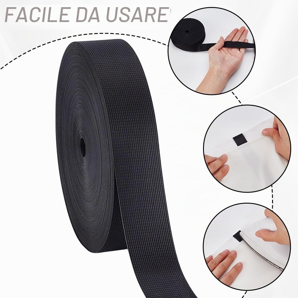 AHANDMAKER Nastro di tenuta termica in tessuto impermeabile per stirare, sigillatura cuciture, nastro di riparazione, nastro di tessuto resistente al calore per giacche, impermeabile nero