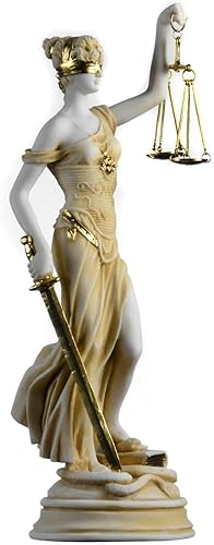 Miniatura 6 de Estatua de la diosa griega antigua Themis, figura ciega de la justicia, hecha a mano, escultura de abogado, regalo con acabado dorado, 13.8 pulgadas
