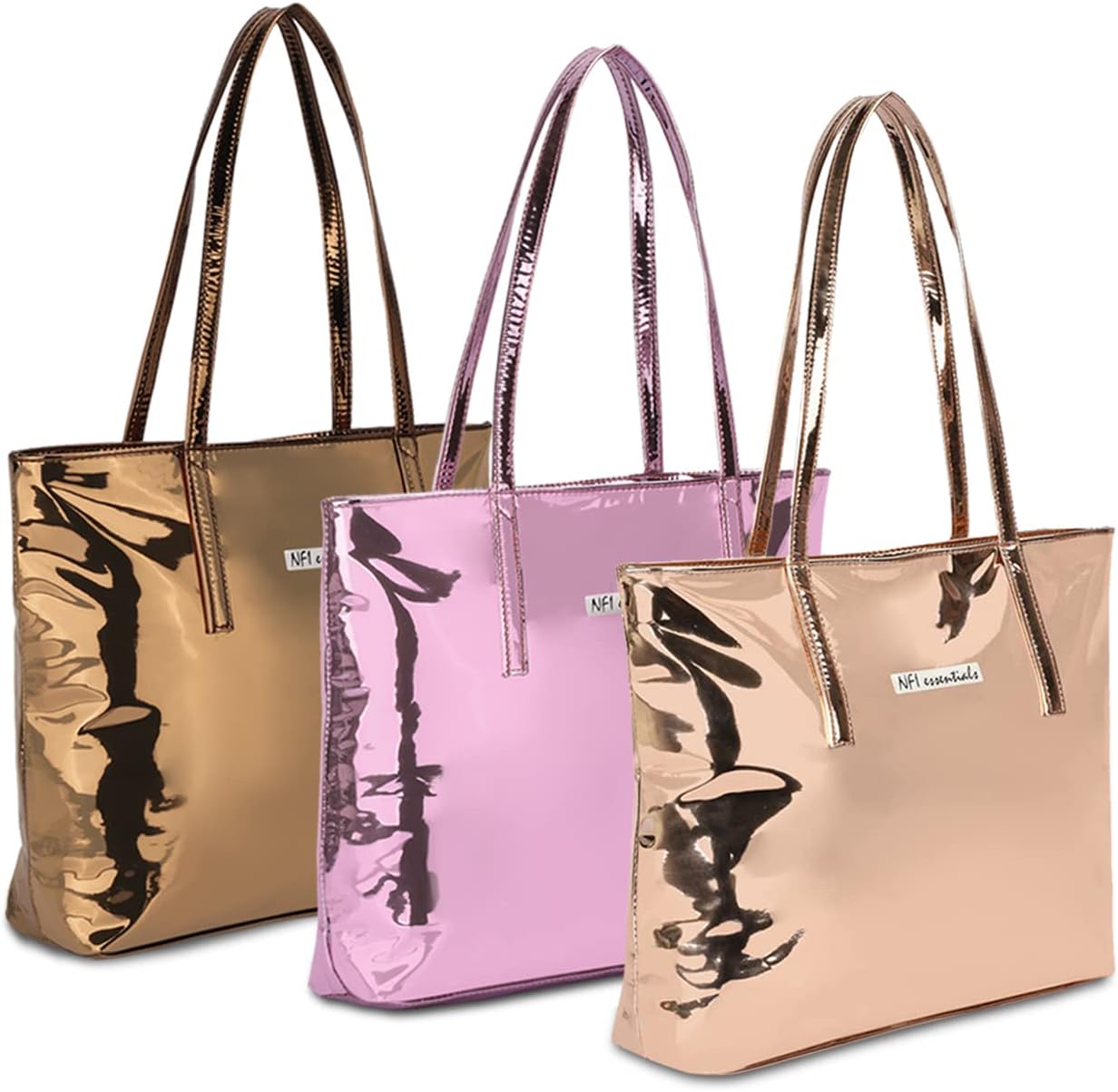 NFI essentialsSmall Hand bag for Women, Tote bag, Shoulder Shopping handbags for Women, Stylish Ladies Purse (Gold, Pink & Rose Gold)