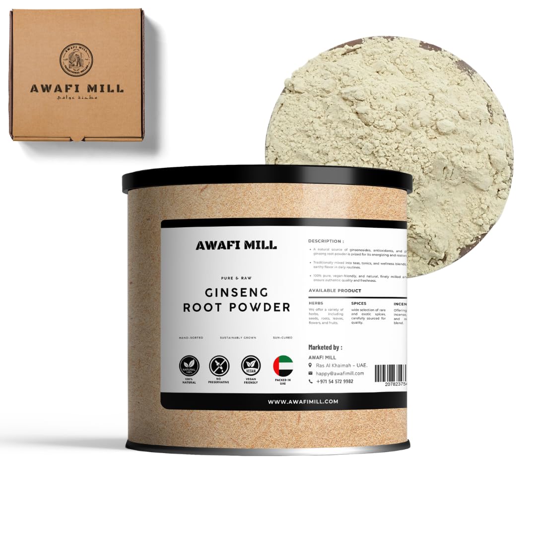 Sponsored Ad – AWAFI MILL Ginseng Root Powder (Panax ginseng) | Finely Ground Asian Ginseng | Earthy, Slightly Bitter Aroma - 100 g | 3.5 Oz