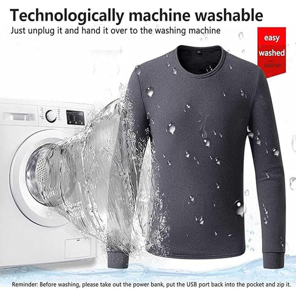 Completo Intimo Termico Riscaldato per Uomo e Donna, Strato Base Morbido e Caldo con Ricarica USB Unisex, Maglia e Pantaloni Termici Riscaldati,M