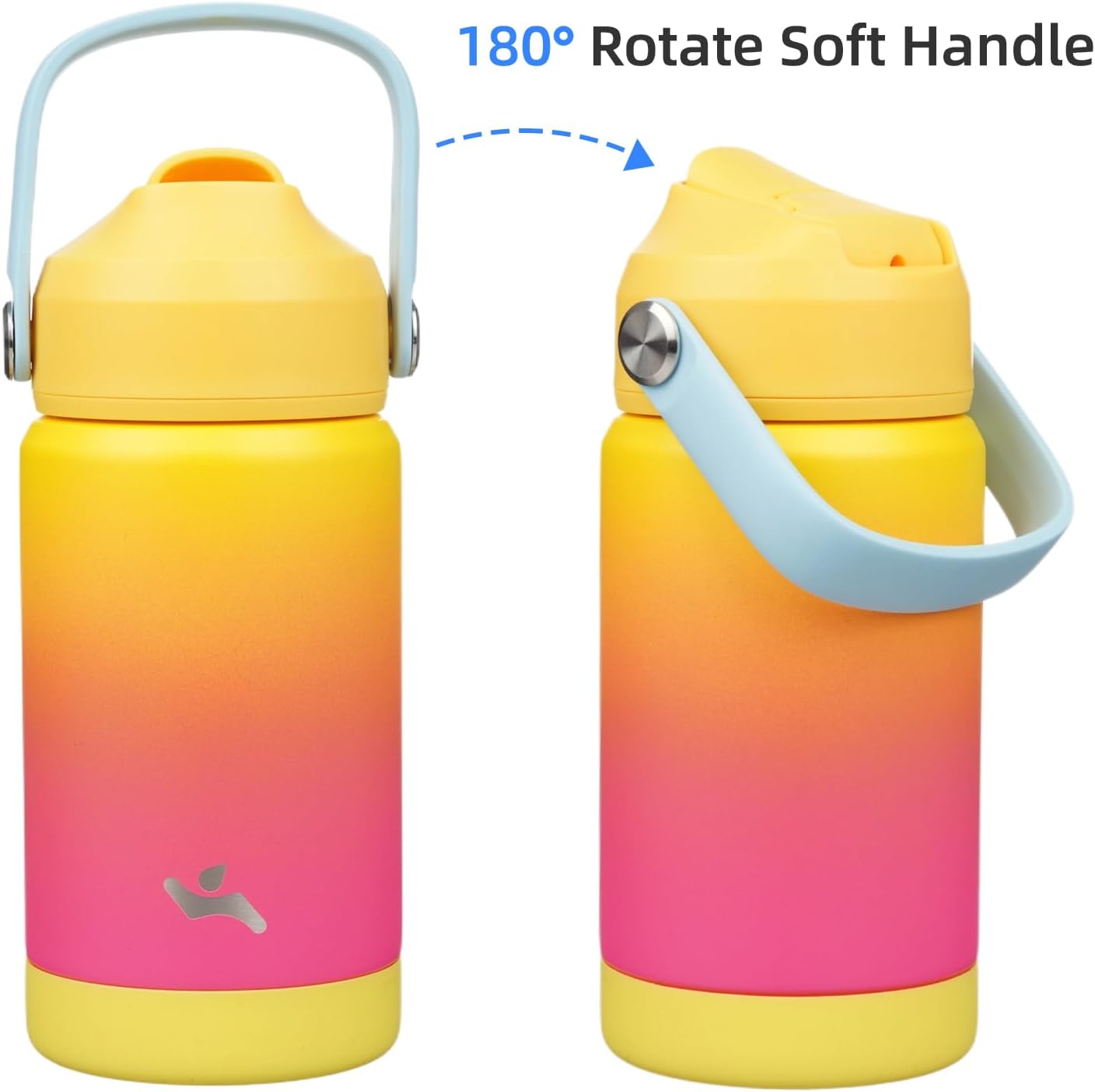 Insulated Water Bottle with Straw Lid,12 oz Stainless Steel Vacuum Metal Bottle with Silicone Handle,Rainbow - Image 6