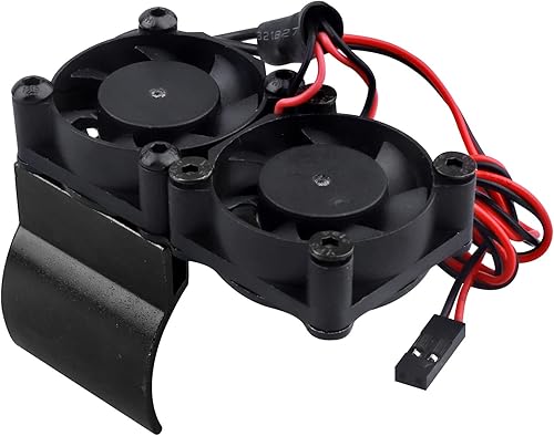 Miniatura 16 de Disipador de calor de aluminio con sensor térmico de motor RC con doble turbo ventiladores de alta velocidad para 540 550 motores Traxxas Redcat HSP