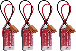 YICUAA 4 Pack ER17/33 3.6V 2/3A 1600mAh ER17 33 PLC Industrial Battery with 2-Pin Plug