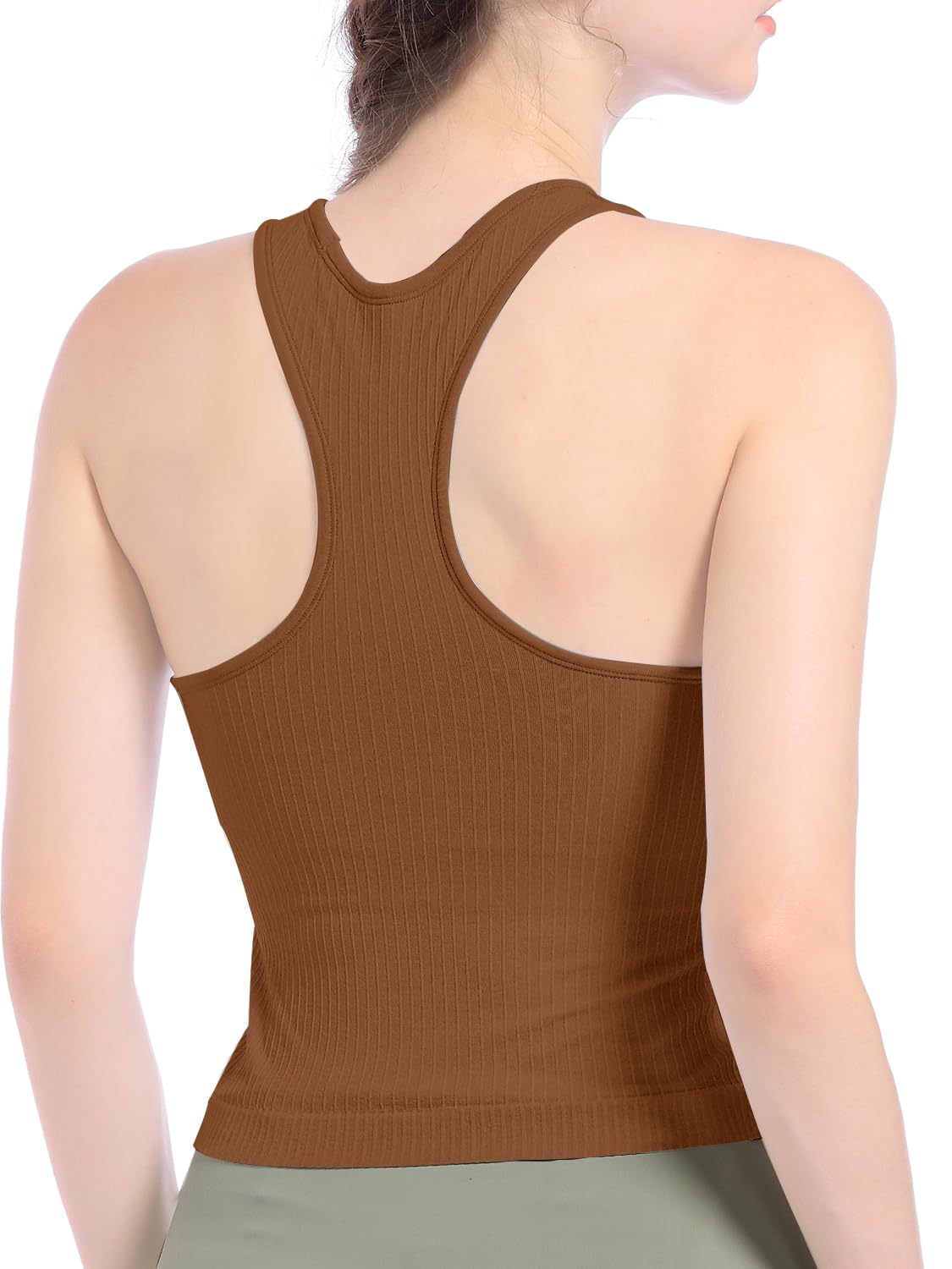 Longline biustonosz sportowy tank top biustonosz dla kobiet bezszwowy biustonosz sportowy prążkowane topy treningowe wyściełany krótki top fitness joga