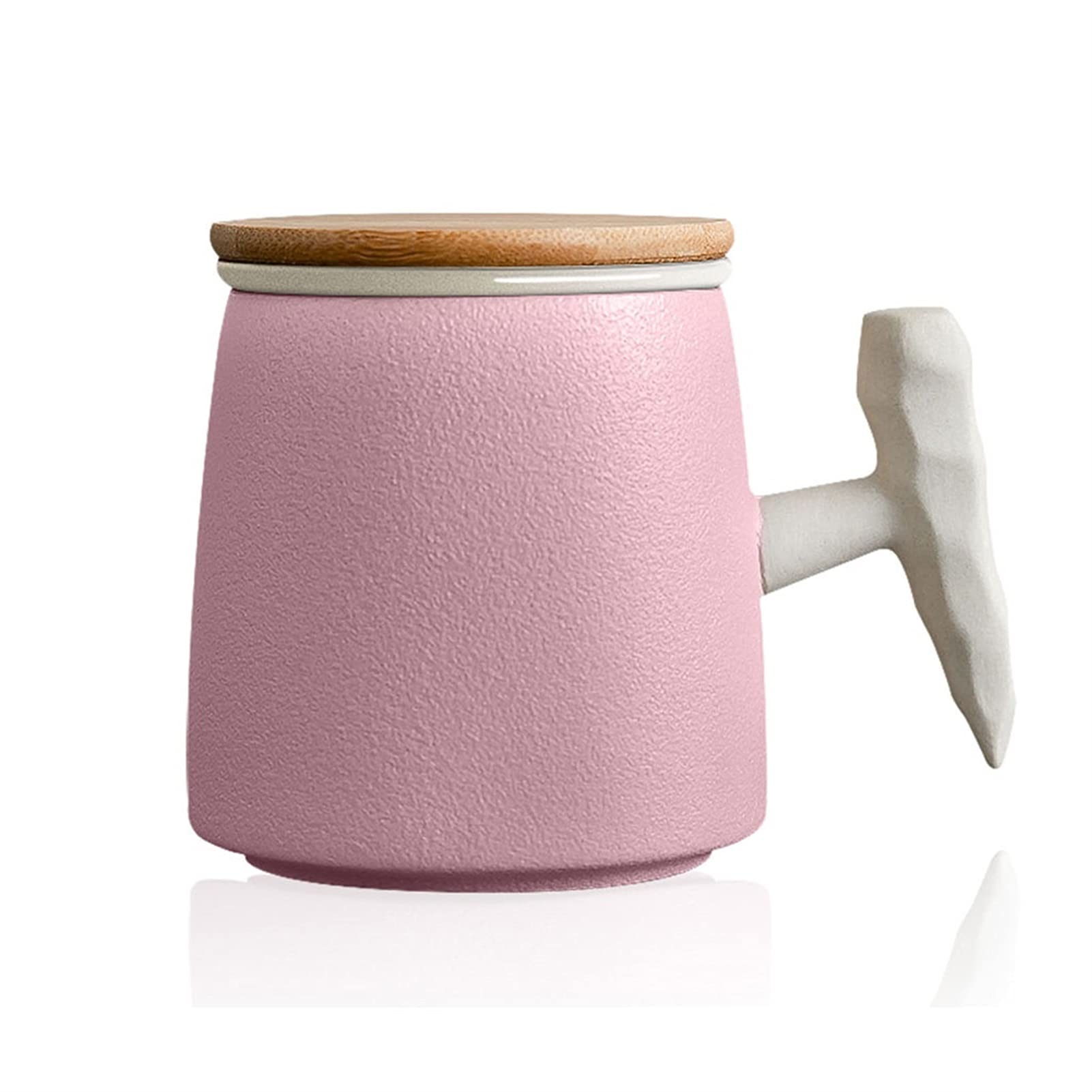 Taza de café, Taza de té, Taza de Oficina, Taza para el hogar, Taza nórdica de Oficina, Mango de Madera con Tapa, Taza de Agua para Pareja, Taza de cerámica Retro (B)