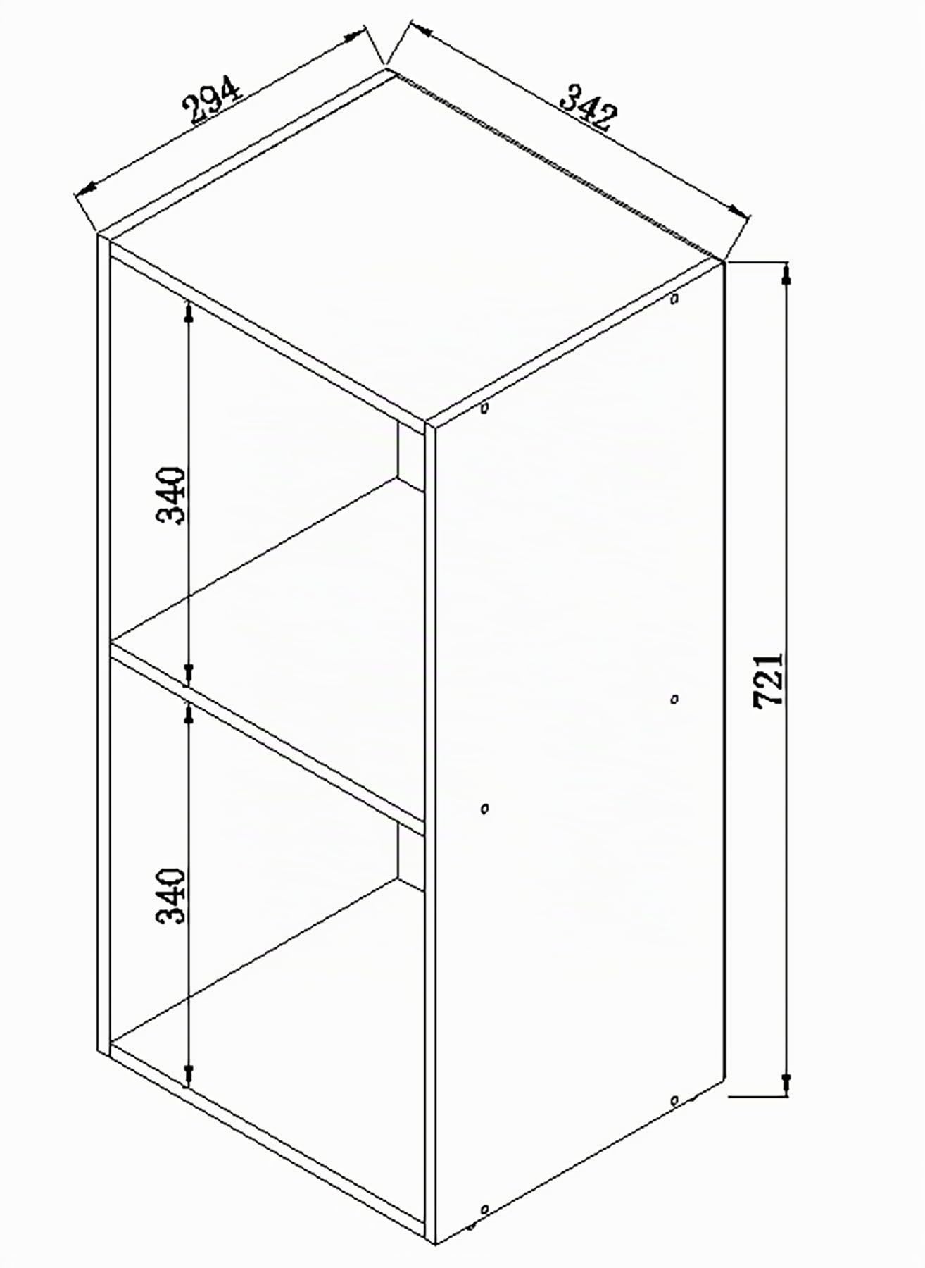 VCM Holz Stand Regal | Regal mit 2 großen Fächer | Maße: H. 72 x B. 34 x T. 30 cm | Platz für 65 Schallplatten | 1 Fester Fachboden - Platto