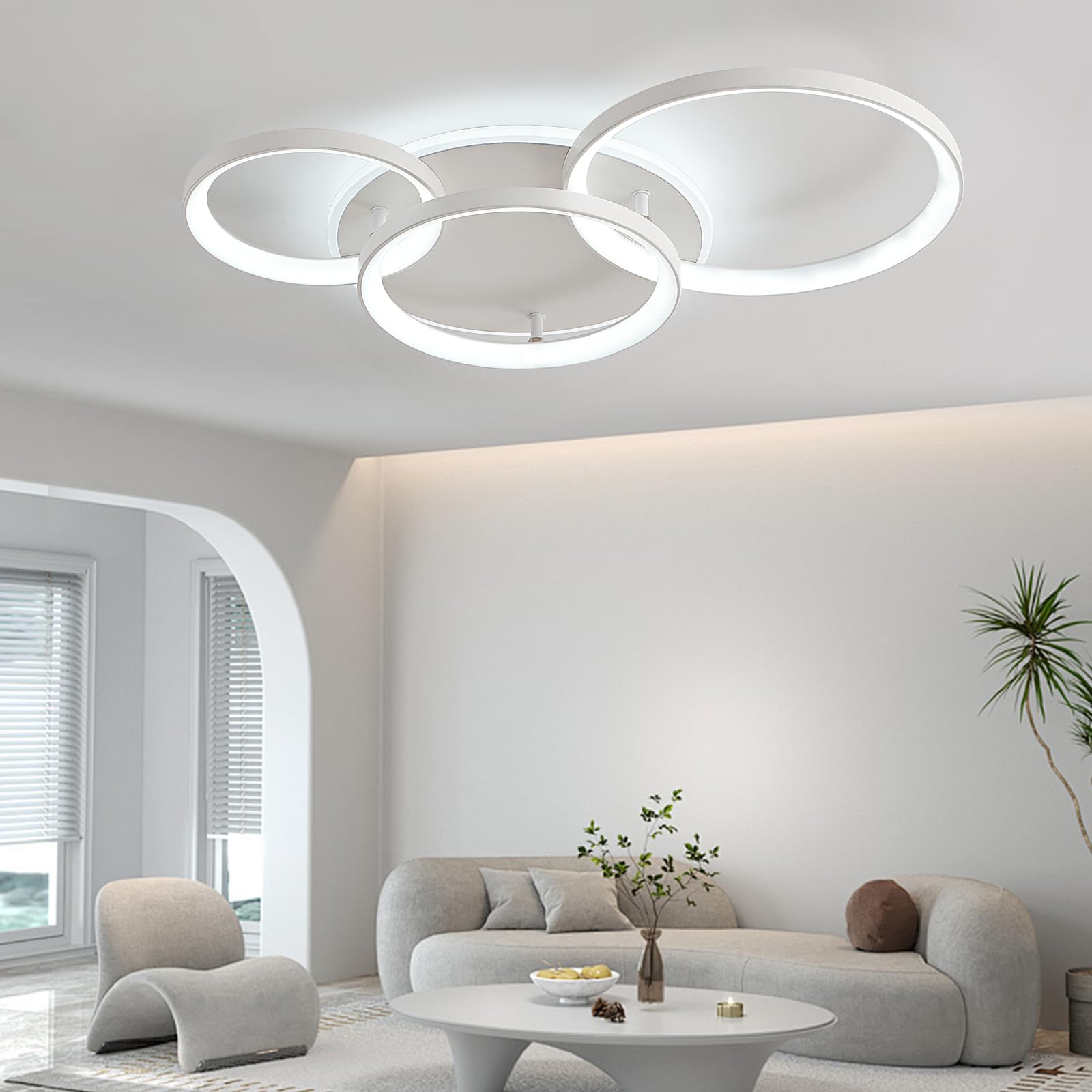 Lampadario Dimmerabile 3000K-6000K, Plafoniera LED Soffitto, 45W 3800lm | lampadario soggiorno, lampadario led, plafoniera led soffitto dimmerabile per Soggiorno Camera da Letto Sala da Pranzo