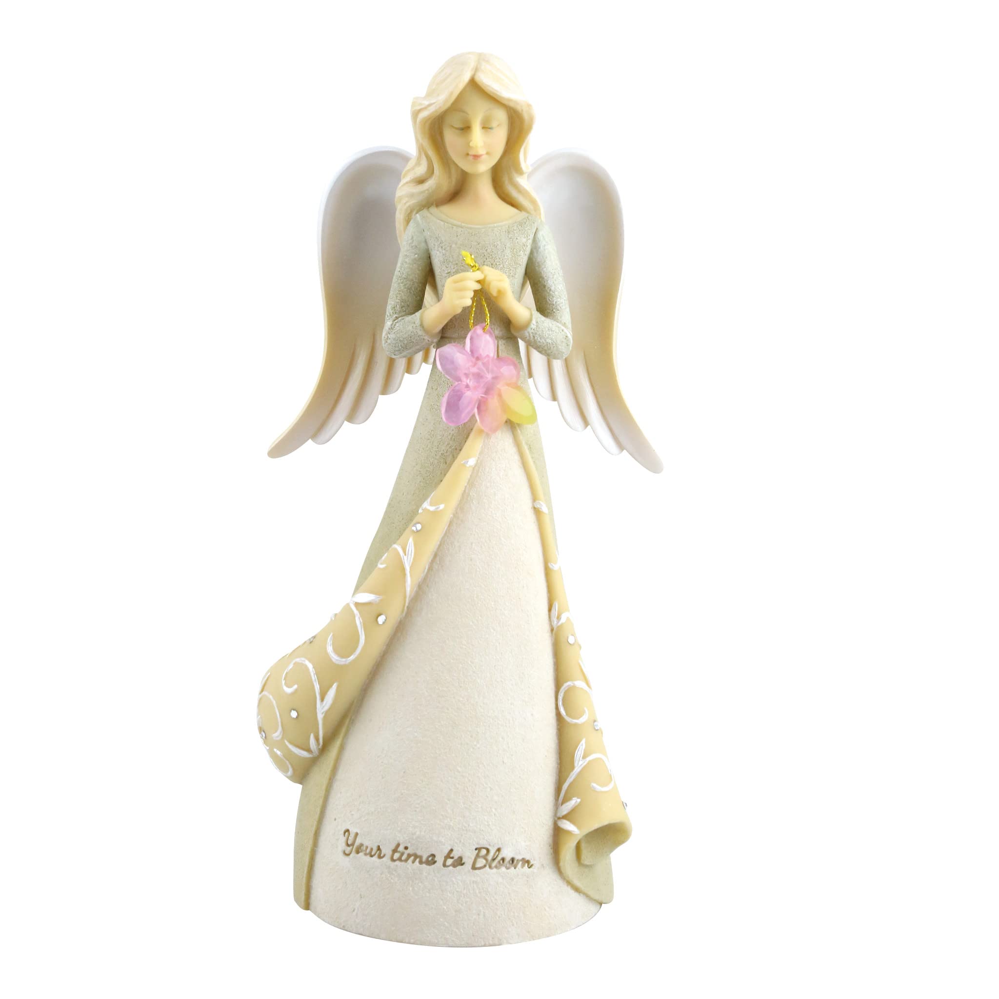 EnescoFoundations Expressions Your Time to Bloom Flower Angel Figurine, 7.5 Inch, Multicolor