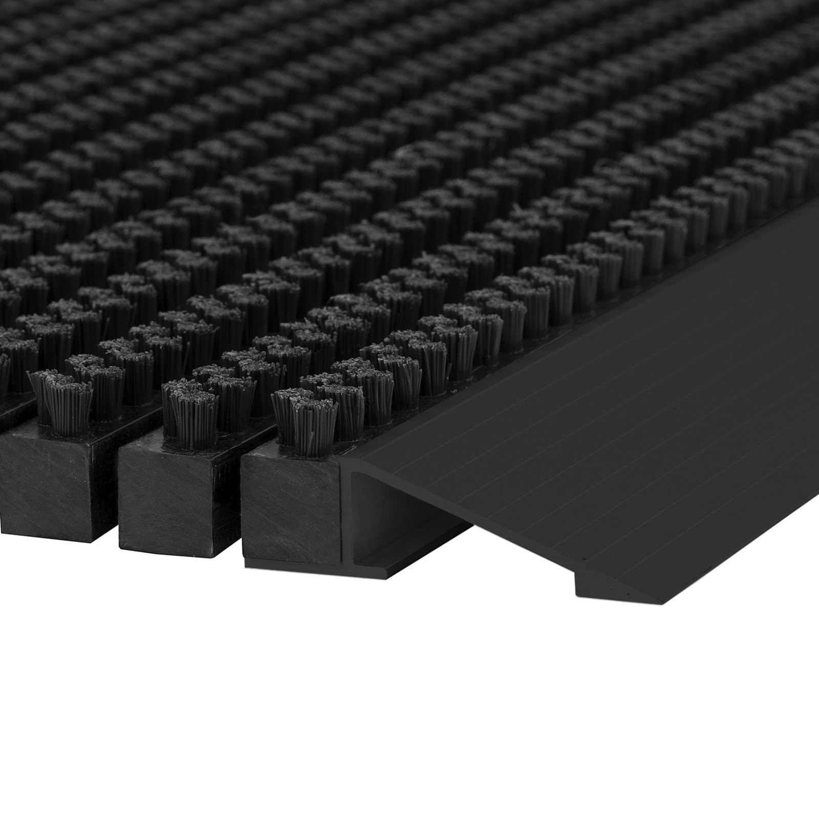 etm Fussabtreter Aussenbereich Alu -Verschiedene Modelle - rostfrei & wetterfest - Haustür Fußabtreter (Power Brush -schwarz mit PVC Rahmen, 60 x 90 cm)