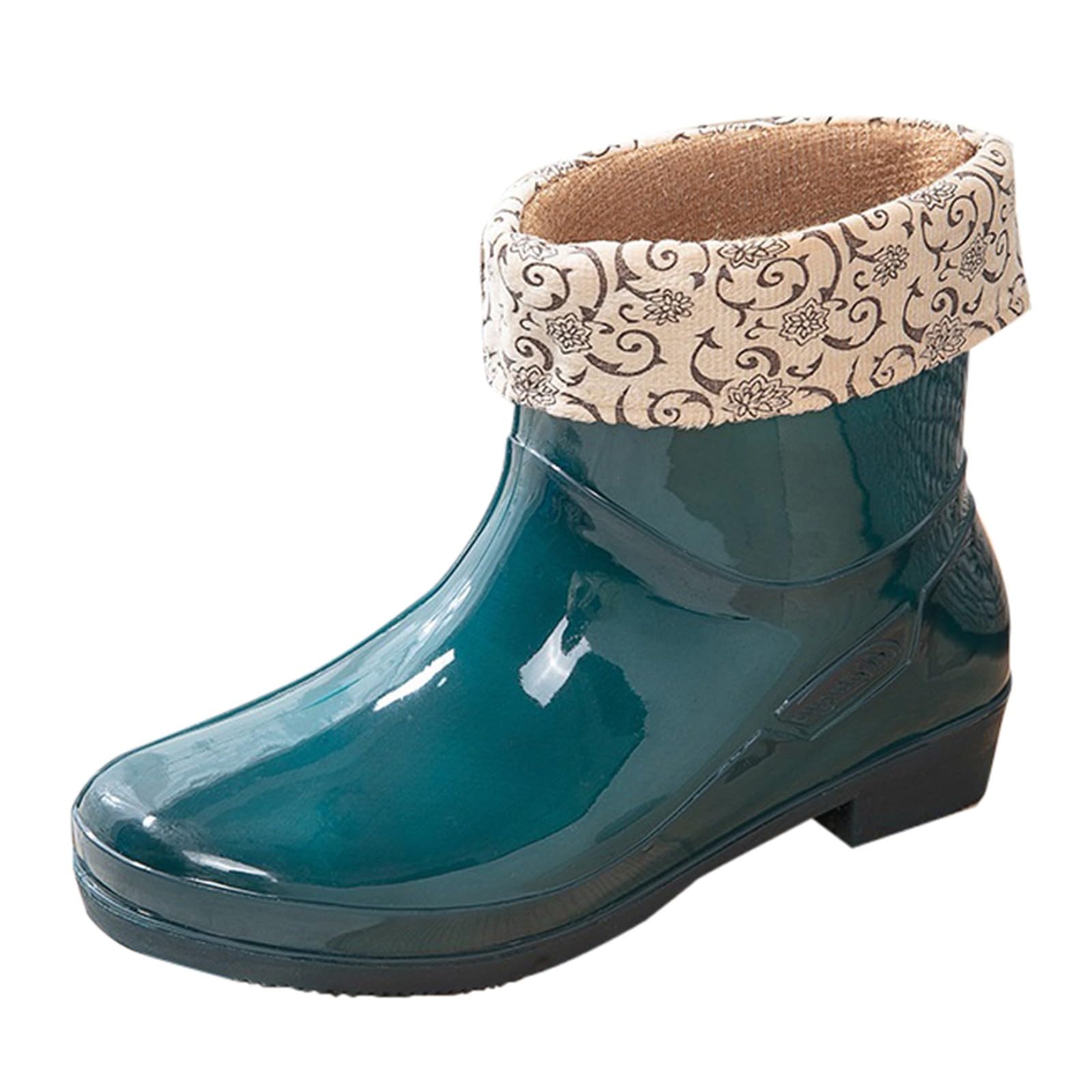 Botas de goma forradas para mujer, botas de lluvia cortas de goma, botas de lluvia, antideslizantes, zapatos de goma, zapatos de jardín, botines impermeables, botas de lluvia