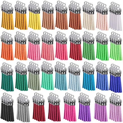 140pcs / 35 Colors Tassel keychain bulk for DIY acrylic Leather Tassel Pendants Tassels Acrylic Keychain 40 mm Cellphone Straps Jewelry Charm Accessories