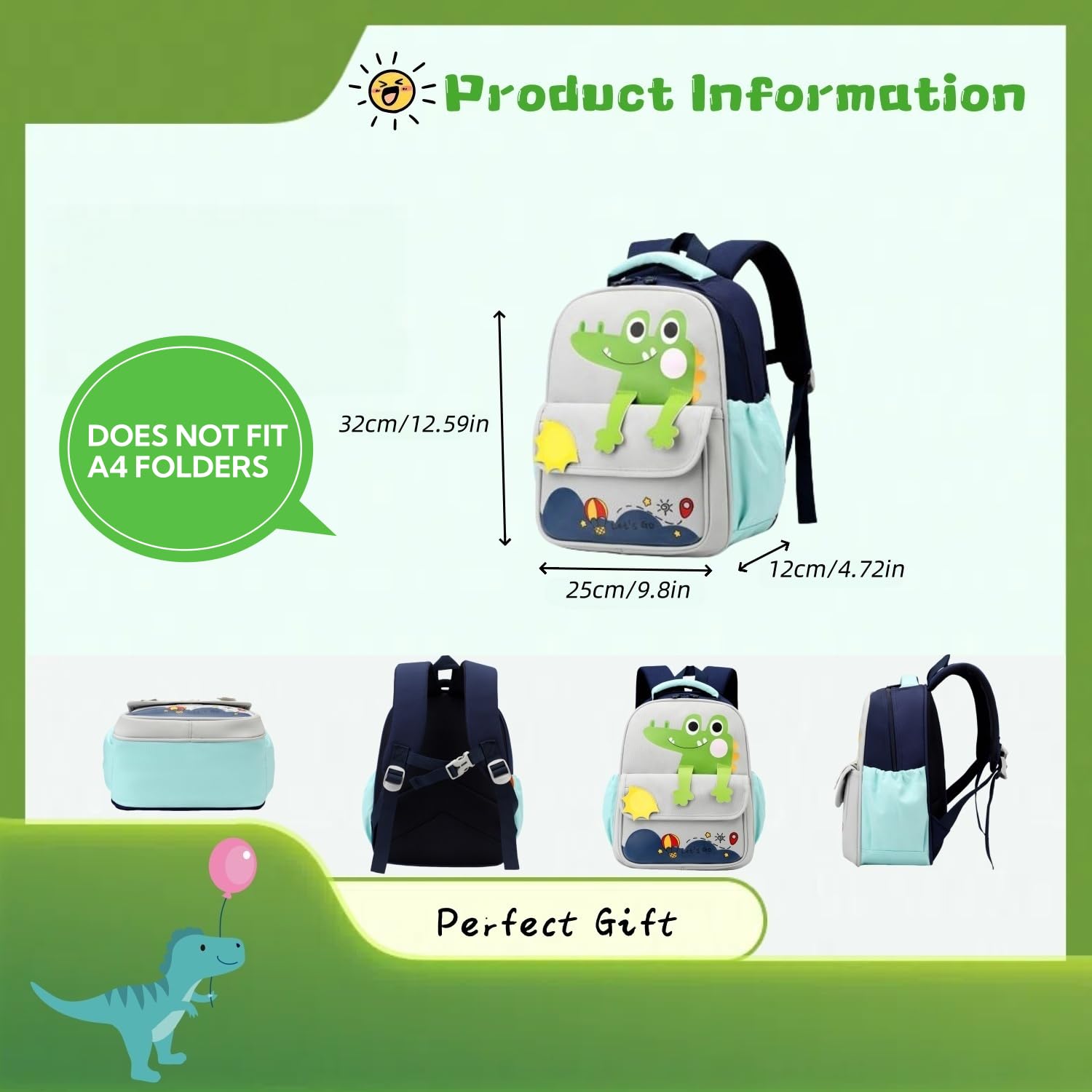 ZHANAO Mochila para niños pequeños, mochila de dinosaurio para niños, jardín de infantes, preescolar, mochila escolar para niños y niñas