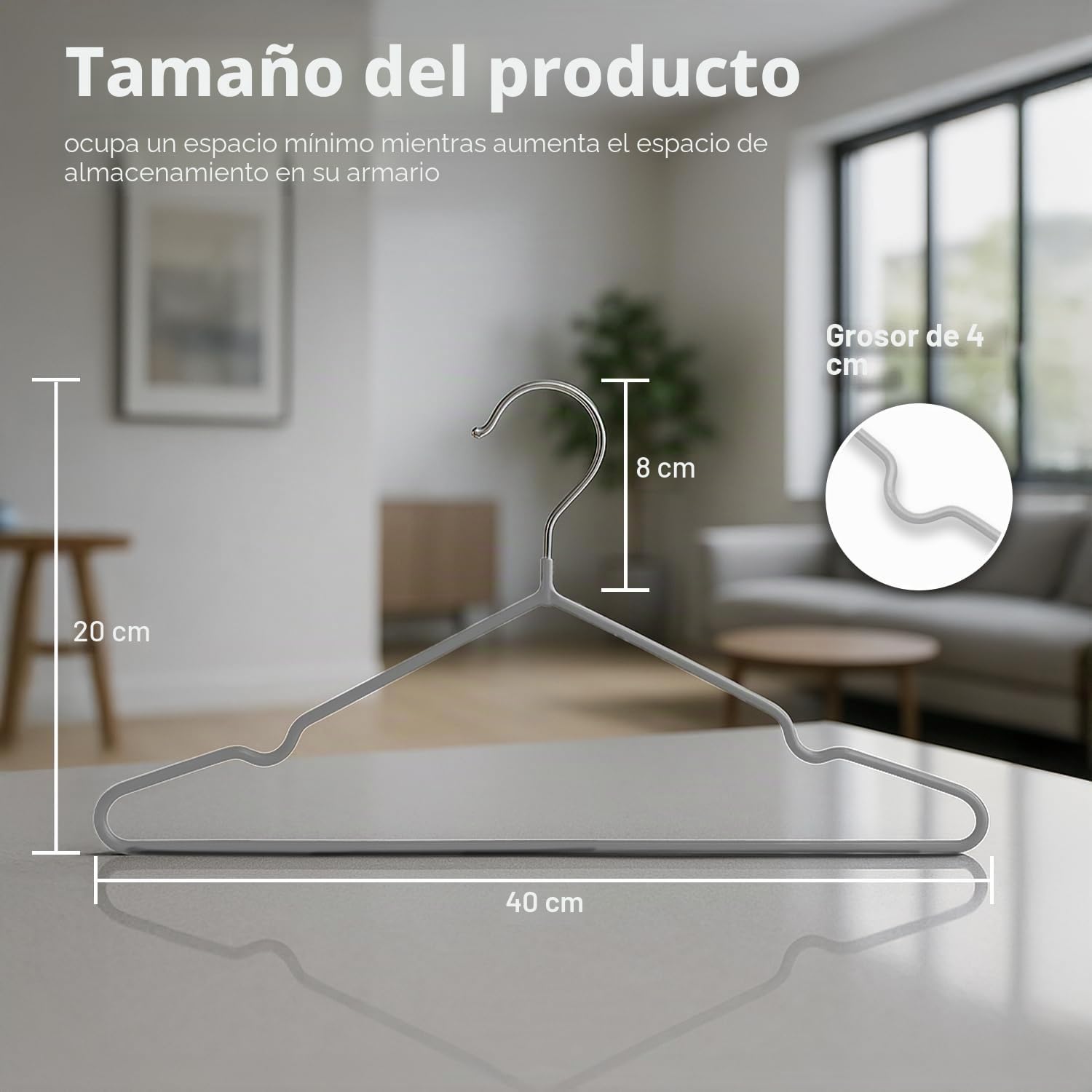 KEPLIN 20 Perchas de Metal con Revestimiento de Goma Tarea Pesada - Percha organizadora de Ropa Que Ahorra Espacio para Las Perchas del Armario (Gris)