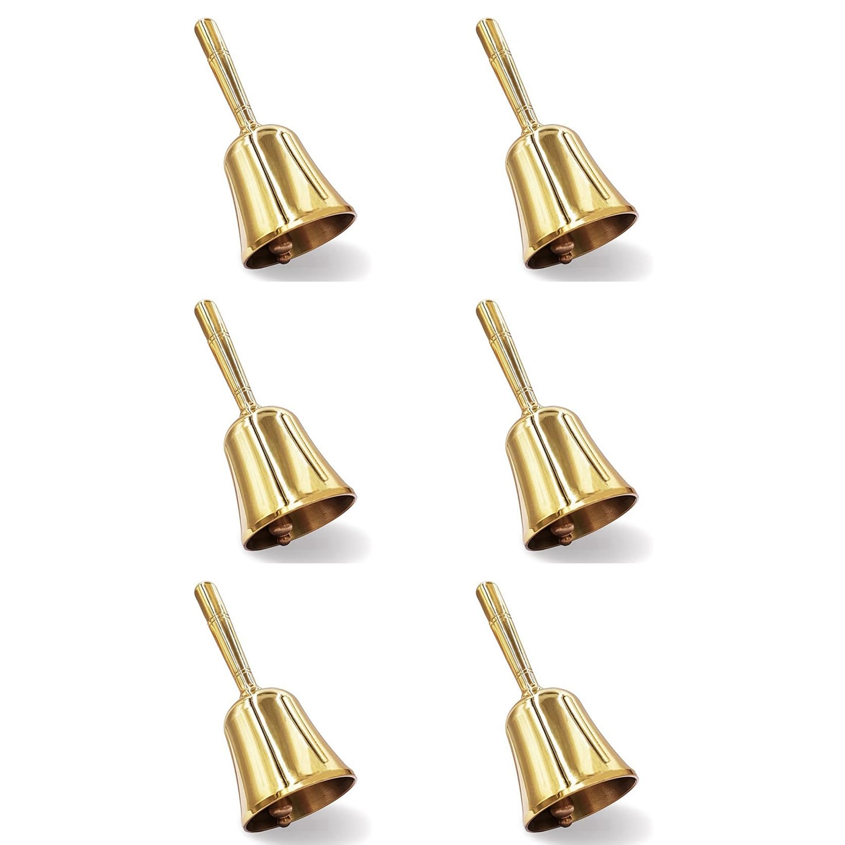 Jnchdghwa 6X Super Loud Hand Barking Bell, Solid Brass Dinner Bell Service Bell Pet Training Bell Jingle Bell, Gold