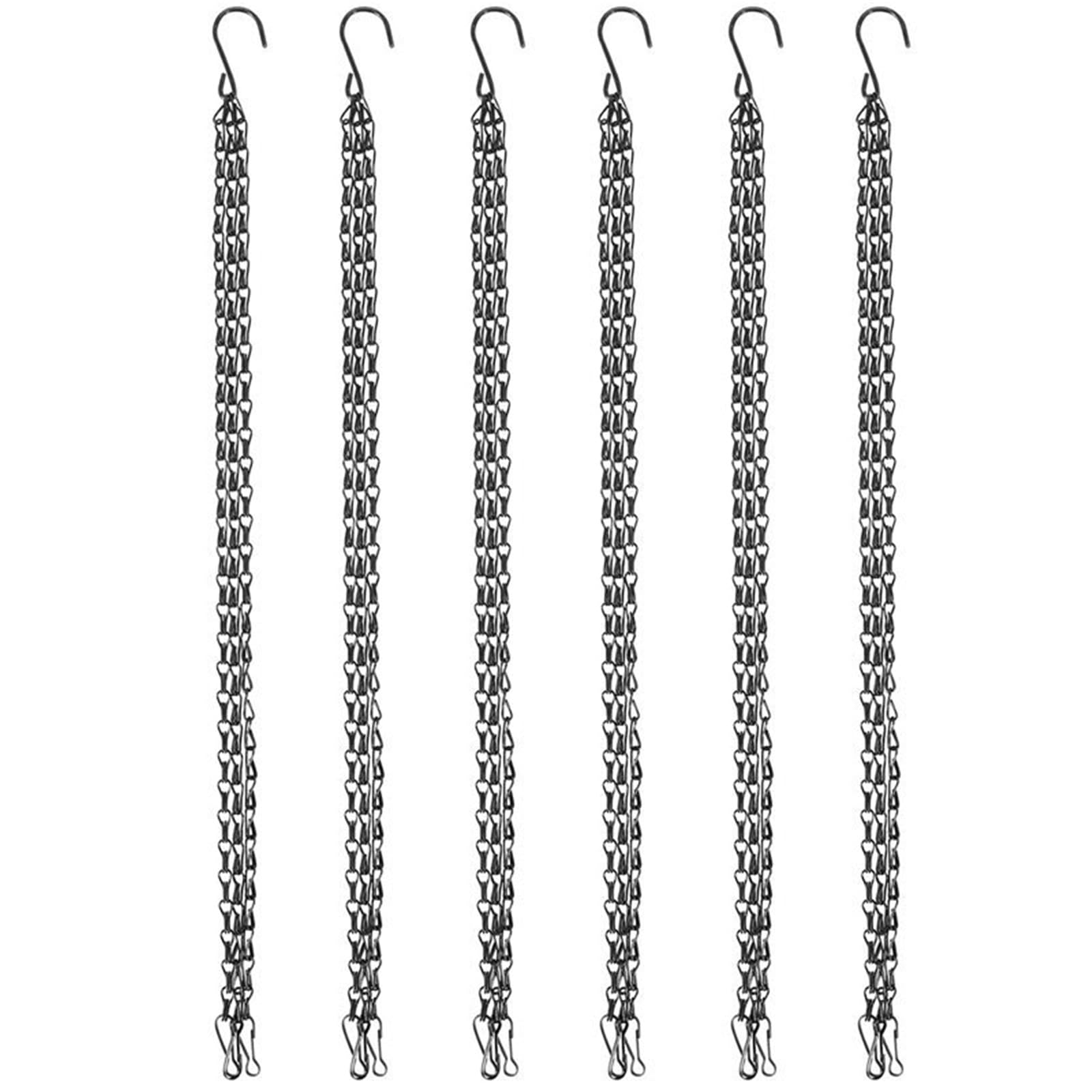 SQQCREATO Hanging Basket Chains 6 Pack Hanging Chain, 50Cm Flower Basket Replacement -3 Point Garden Plant Hanger For Outdoor Or Indoor