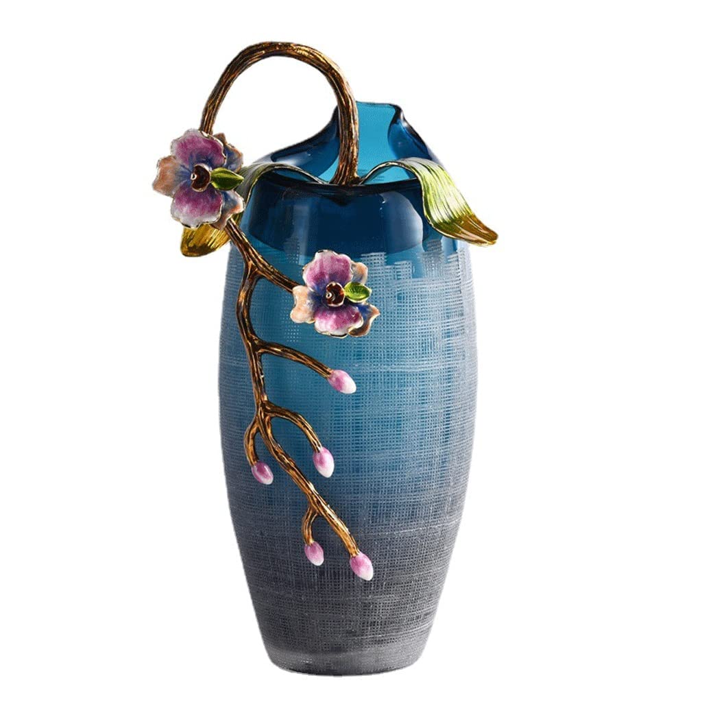 Vase en verre fait à la main bleu bibelot créatif chambre