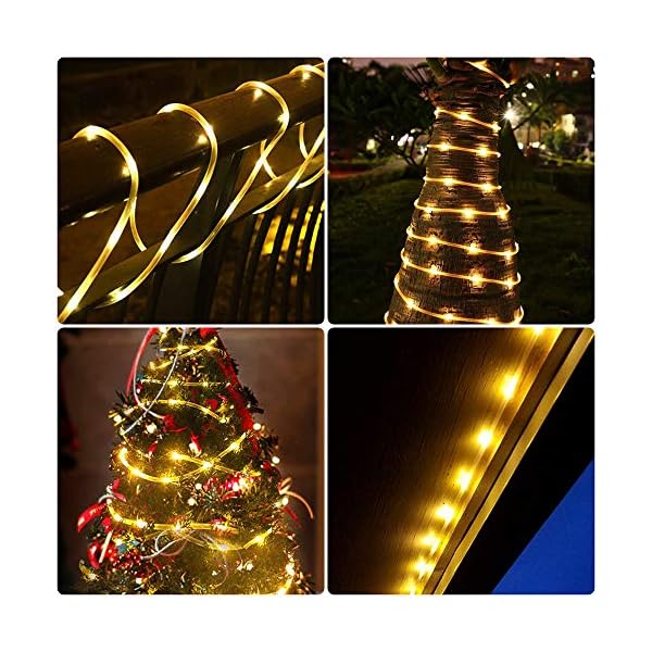 Lighting ever 33 ft 100 led outdoor rope lights warm white 3000k, 1/4 in pencil-size, flexible waterproof tube string lights for deck railing, patio ground, garden, yard lawn, fence, balcony, camping - image 6