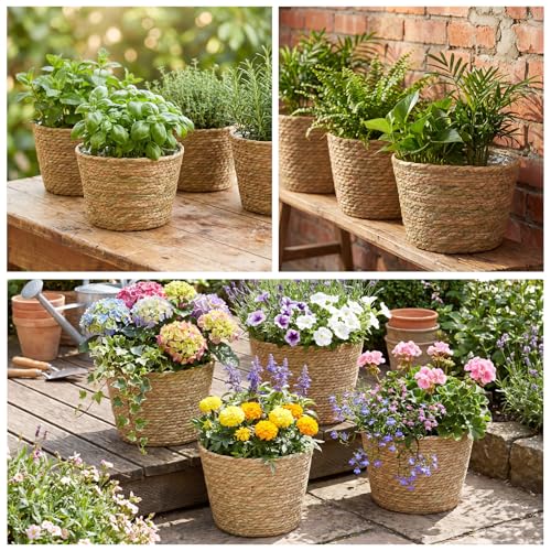 Panier de fleurs en paille tressée de haute qualité pour style rustique