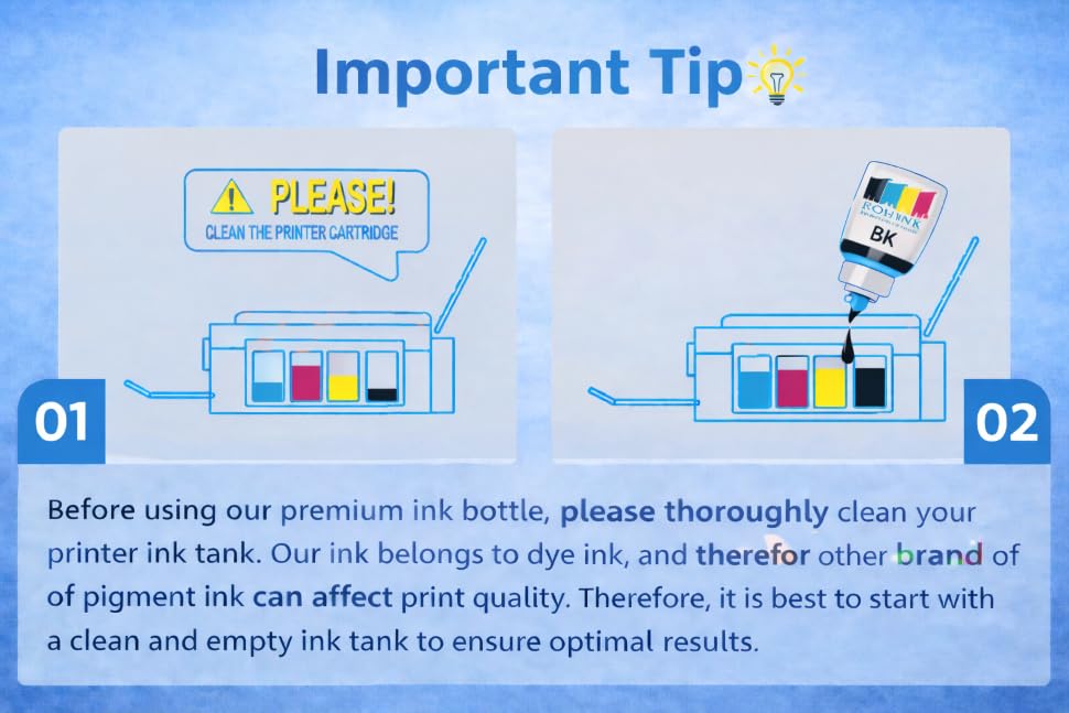 Image of ROHINK GT51 GT52 Ink Refill Dye Ink Compatible with HP Ink Tank 115, 310, 315, 319, 410, 415, 416, 419, 455, 500, 515, 530, 615, GT 5810, GT 5811, GT 5820 (70ML*3 Black)