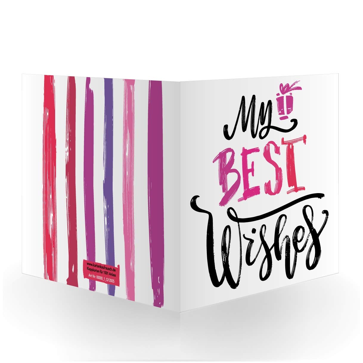 Kartenkaufrausch 12 x Schicke rosa lila Handlettering Geburtstags Glückwunsch-karte (quadratisch, 15,5x15,5cm inkl Umschlag): My best wishes - große XL Karte zum Geburtstag, Examen, Jubiläum Hochzeit