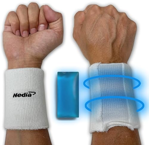 Miniatura 1 de Nedia Pulseras refrescantes de algodón para hombres y mujeres, insertos de paquete de gel de hielo que te mantiene fresco en climas cálidos, tela de