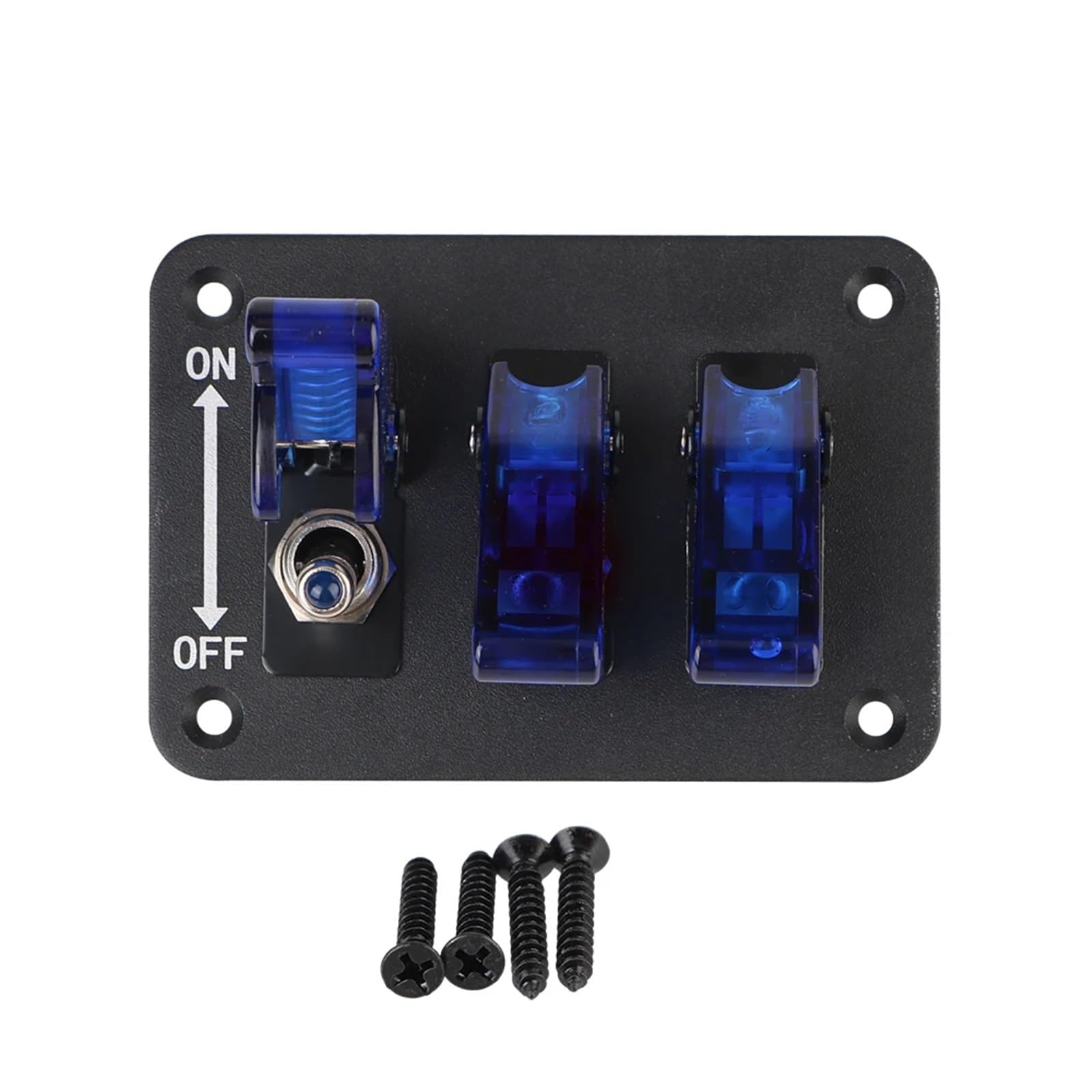 Interruptor de encendido/apagado de alta resistencia con luz LED, panel de interruptor basculante de 3 posiciones, interruptor de motor de coche de s de 12 V-24 V CC Interruptor Basculante(Blauw)