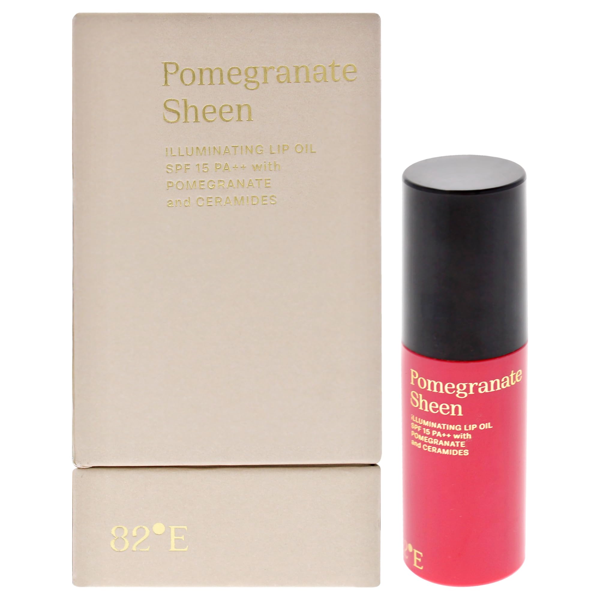 Pomegranate Sheen Illuminating Lip Oil SPF 15 PA Plus by 82E for Women - 0.2 oz Lip Oil, Cranberry