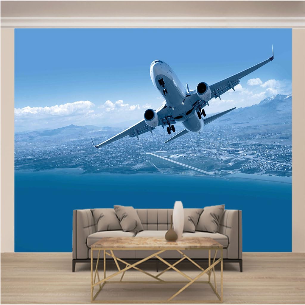 Papier peint panoramique chambre adulte et enfant motif avion 3D