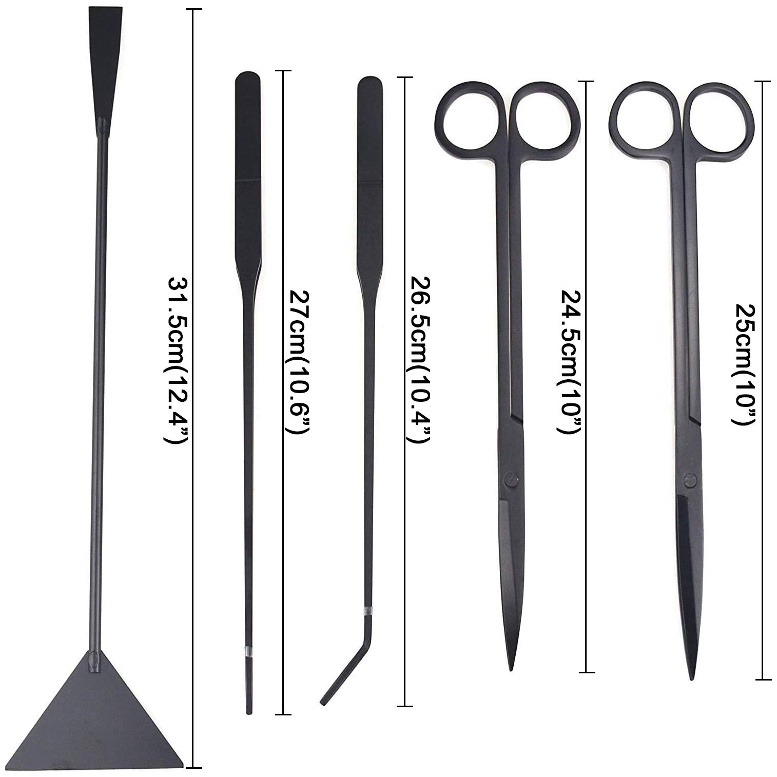 5 in 1 Acquario Aquascaping Kit in Acciaio Inox Acquario Acquario Pesci Serbatoio Piante Acquatico Pinzette Forbici Spatola Set Nero